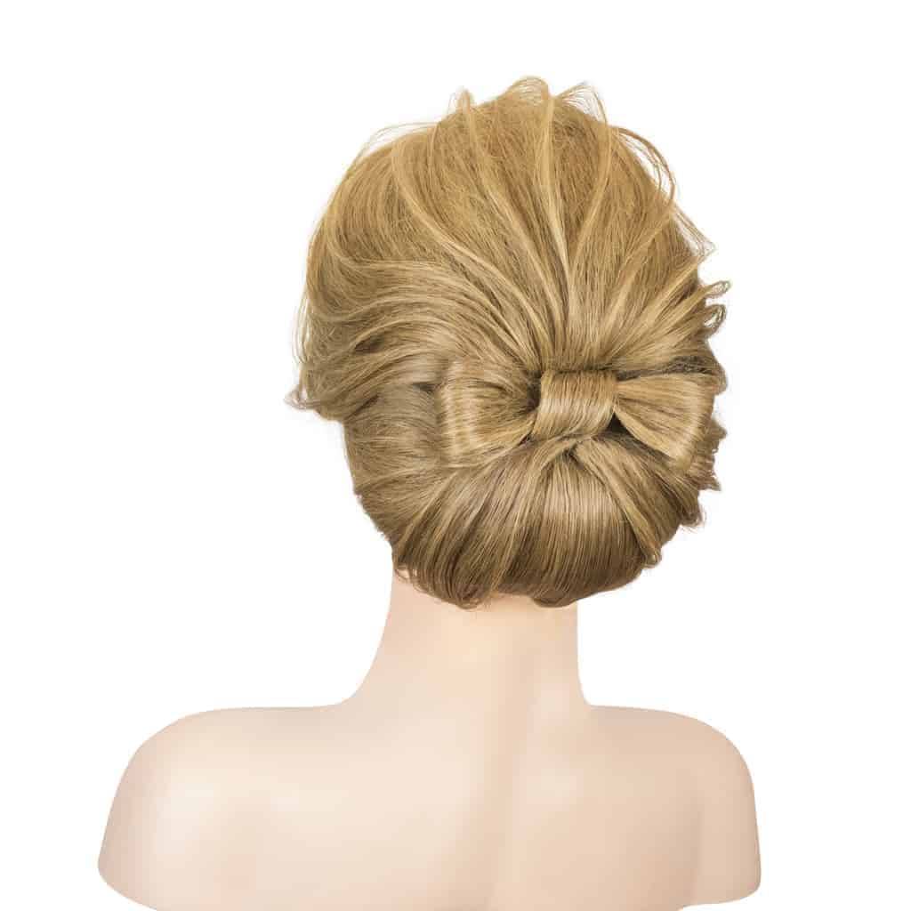 textured bun with bow back